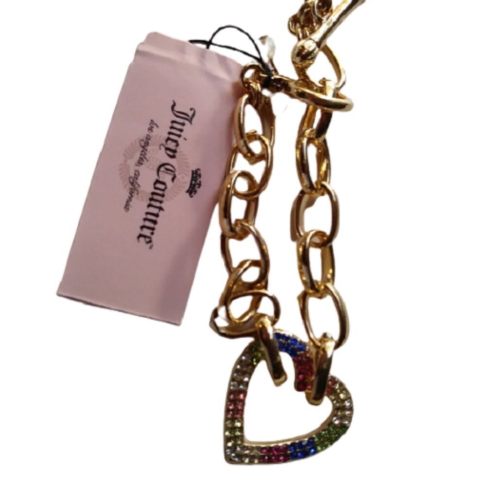 Juicy Couture Rainbow Heart Toggle Bracelet, Goldtone